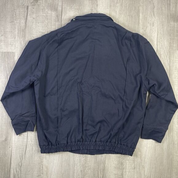 Bulwark FR Men's Large Long Flame Resistant Navy Lined Bomber Jacket Full Zip X - Picture 12 of 12